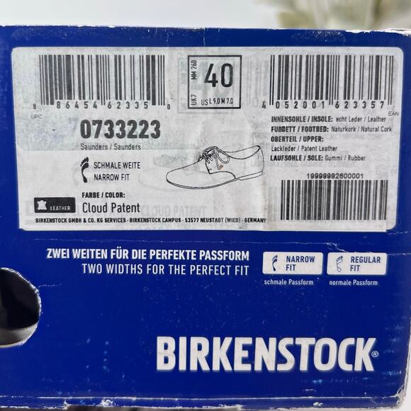 Birkenstock Saunders Patent Leather Clog Cloud Patent Women 9/Men 7 NWB Narrow - Picture 10 of 10